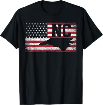 American Flag North Carolina 4th of July Vintage Men Women T-Shirt