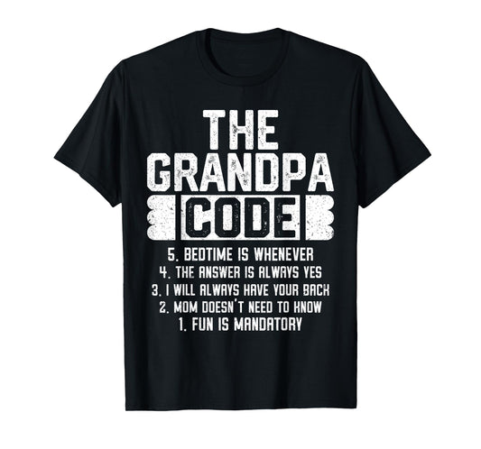The Grandpa Code Cool Grandfather Joke Fathers Day Funny T-Shirt