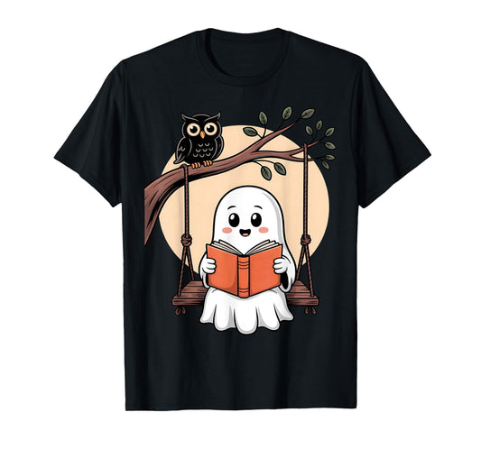 Halloween Ghost Swing Reading Vintage Costume Women Kids Men T-Shirt