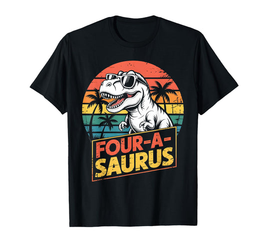 4 Year Old Dinosaur Birthday 4th T Rex Dino Four Saurus T-Shirt