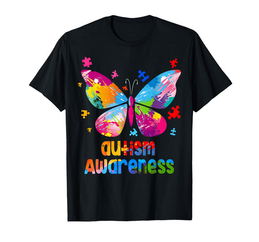 Autism Awareness Colorful Butterfly Puzzle T-Shirt