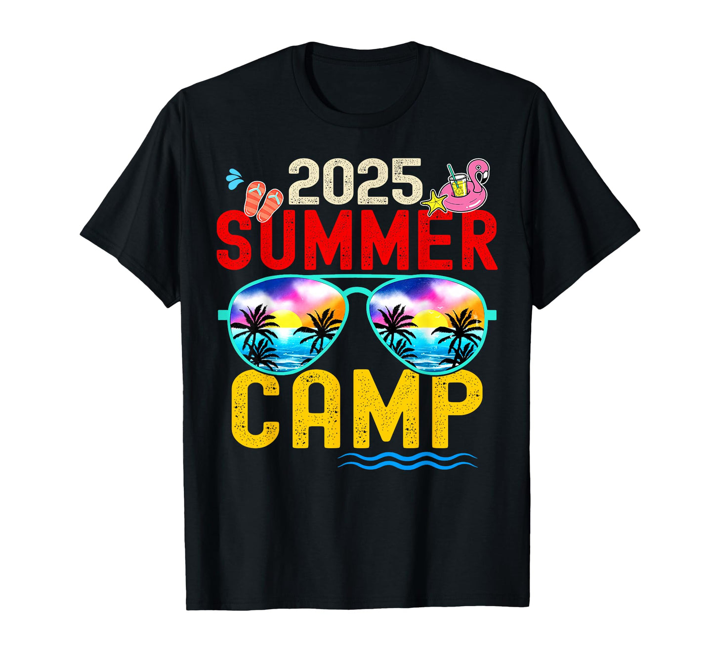 Retro 2025 Summer Camp Vacation Camper Matching Family Group T-Shirt