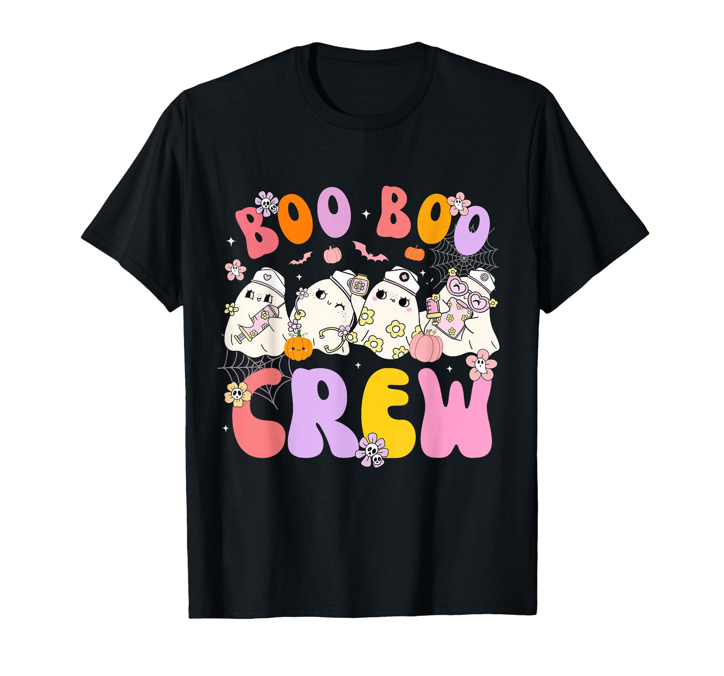 Groovy Halloween Boo Crew Nurse Funny Ghost Women Halloween T-Shirt