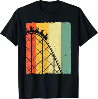Cute Vintage Roller Coaster Design Men Women Amusement Park T-Shirt