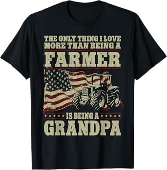 Farming Farmer Grandpa Vintage Tractor American Flag The Women Girls Kids Men T-Shirt