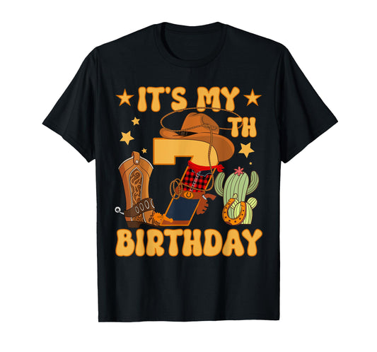 It's My 7th Birthday Cowboy Rodeo Horse 7 Year Old Bday Boy T-Shirt