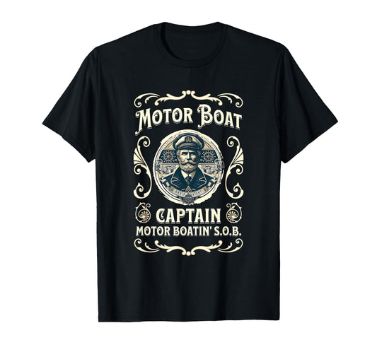 Motor Boat Captain Funny Father's Day Pontoon Boating Motor T-Shirt