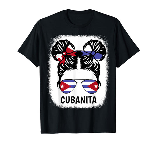 Cuban Girl Cubanita Cuba Flag Kids Women Hispanic Heritage T-Shirt