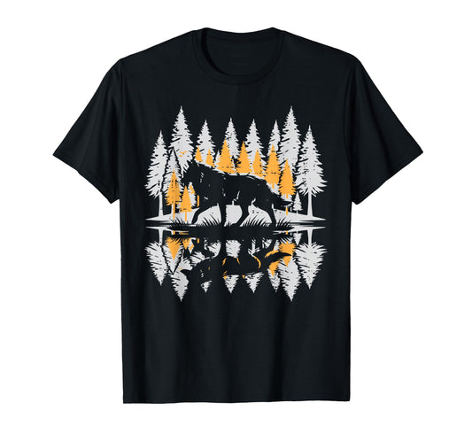 Wolf Silhouette Pine Trees Vintage Lone Alpha Women Men Kids T-Shirt