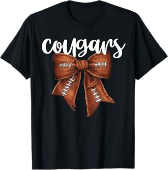 Cougars Football Bow School Spirit Team Mascot Game Night T-Shirt