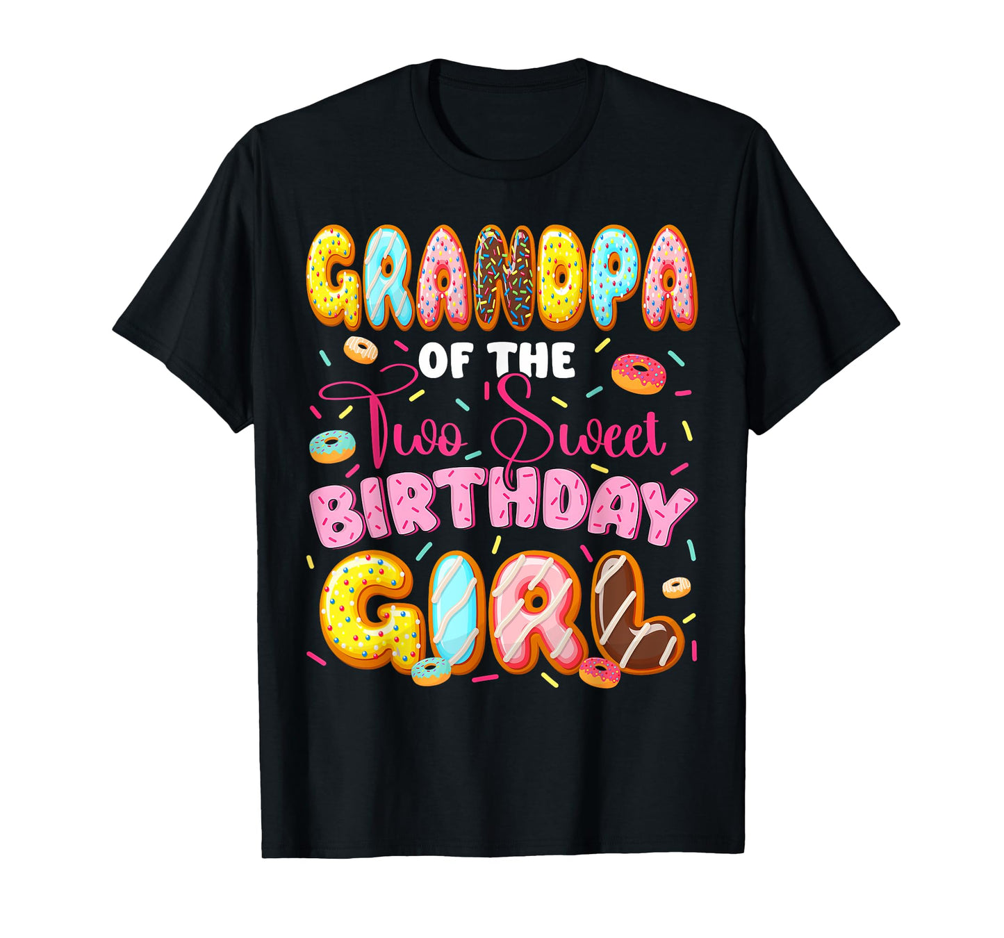 Grandpa Of The Two Sweet Birthday Girl Donut 2Nd Birthday T-Shirt