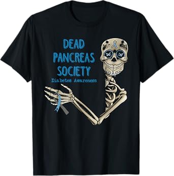 Skeleton Dead Pancreas Society Diabetes Awareness T-Shirt