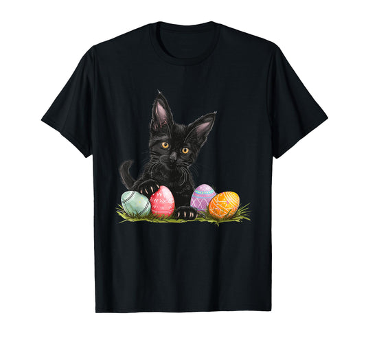 Cool Easter Black Cat Easter Black Cat Happy Easter T-Shirt for Men Women Girls Kids