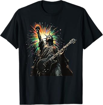 Cool Patriotic 4th of July Statue of Liberty Playing Guitar T-Shirt