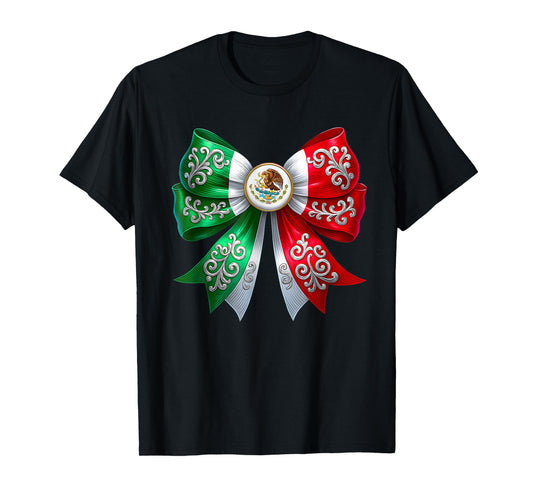 Coquette Bow Viva Mexico Mexican Independence Day T-Shirt