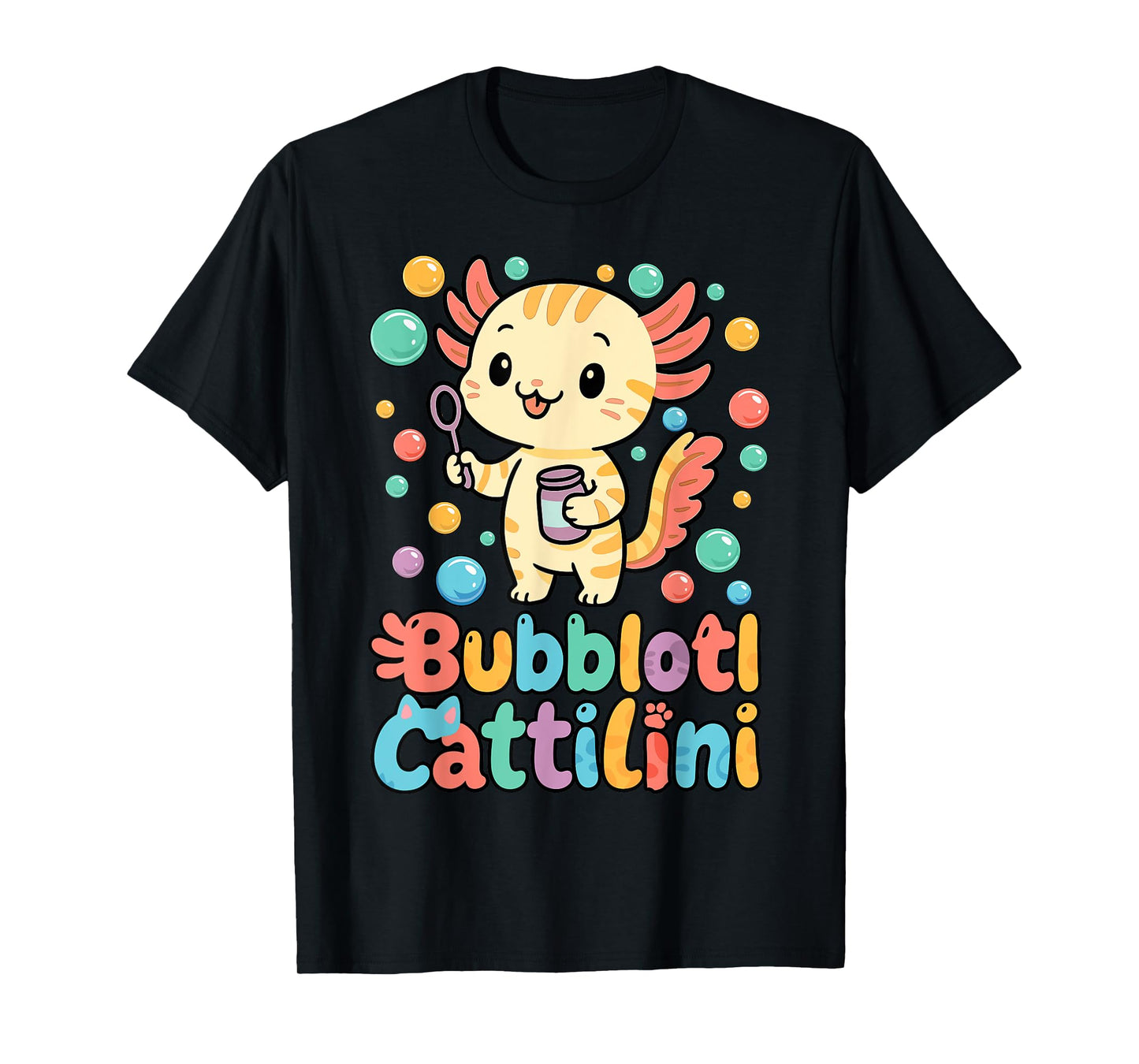 Funny Kids Who Love Bubbles Italian Brainrot Cat Axolotl T-Shirt