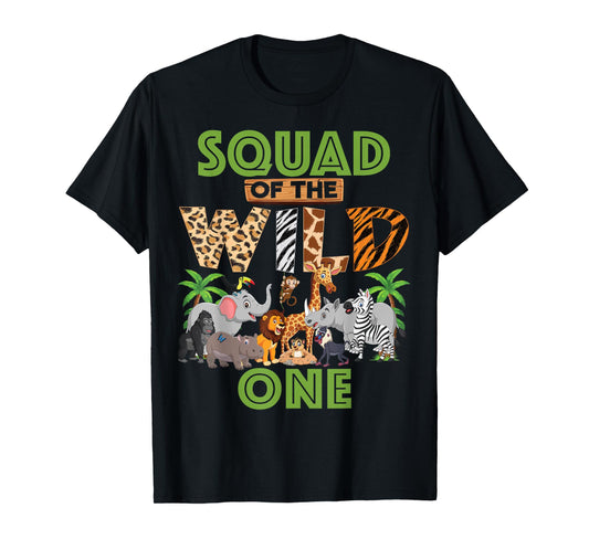 1st Birthday Zoo Safari Jungle Squad Of The Wild One B-day T-Shirt