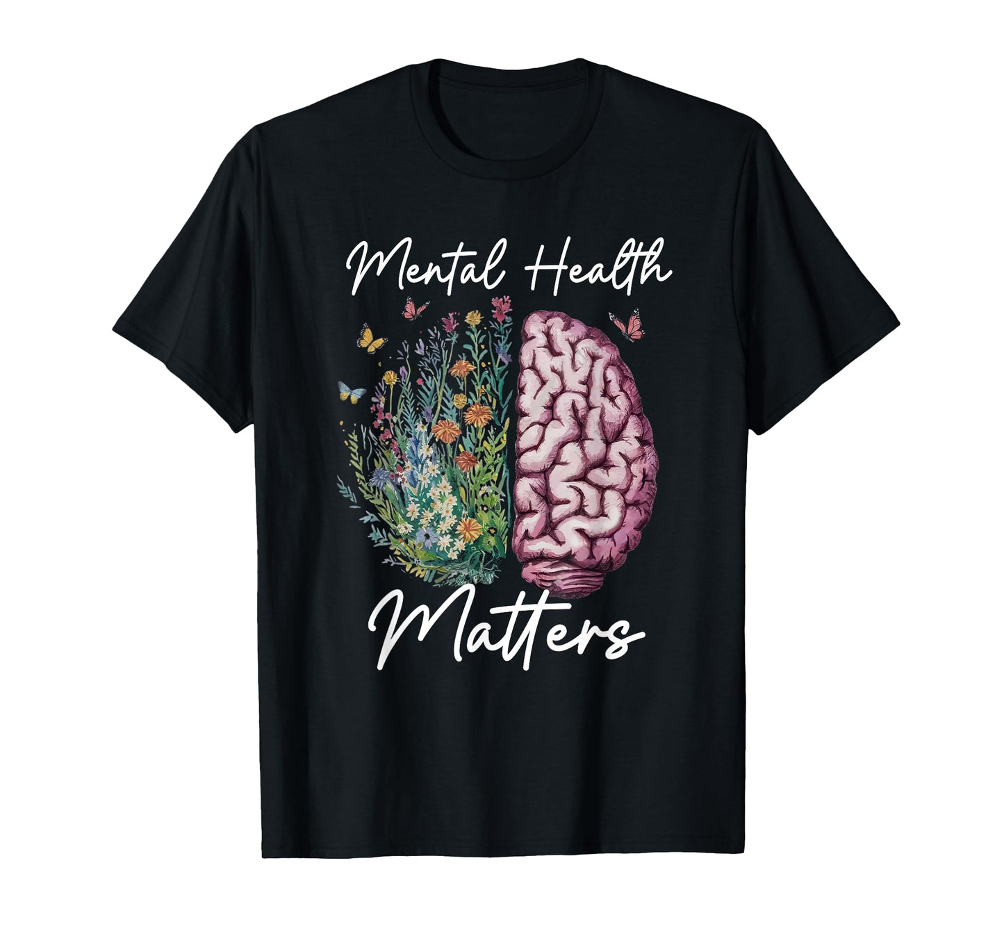 Wildflower Floral Brain Mental Health Awareness Month T-Shirt