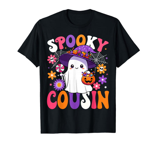 Groovy Spooky Cousin Halloween Ghost Pumpkin Halloween T-Shirt