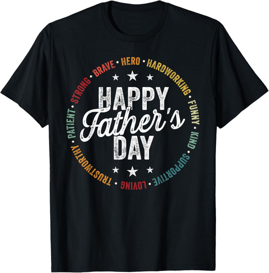 Happy Father's Day Shirts for Dad Grandpa Strong Brave Hero T-Shirt