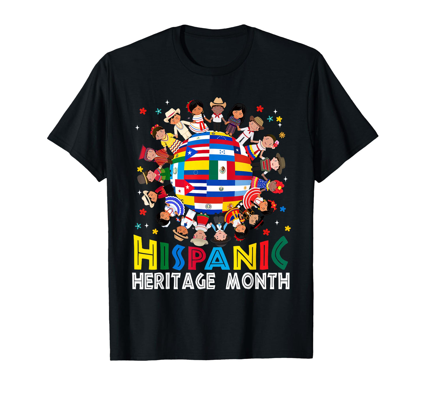 Hispanic Heritage Month Earth Childs Latin Flag Boy Girl Kid T-Shirt