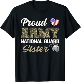 Retro Proud Army National Guard Sister Military Pride Outfit T-Shirt