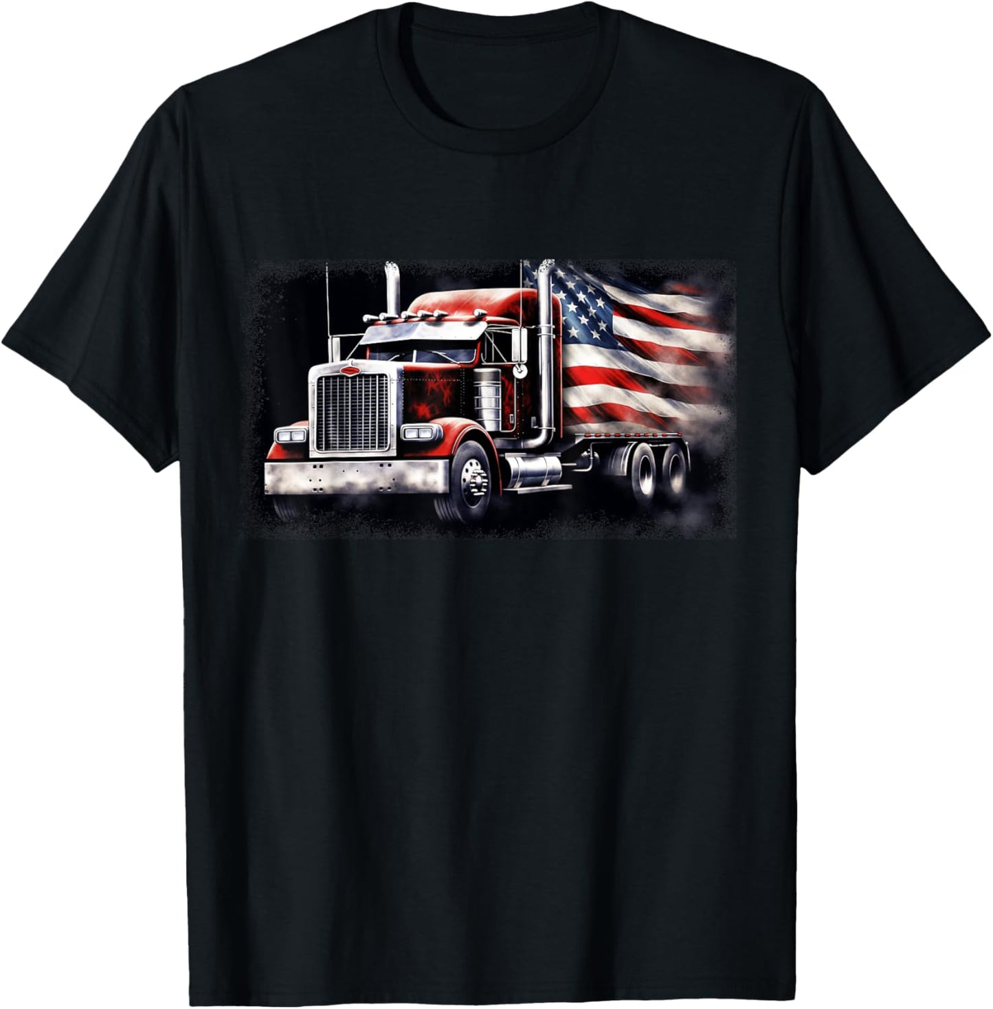 US American Flag Semi Truck Driver Trucker T-Shirt