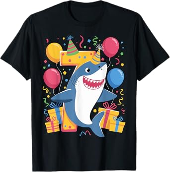 White Shark 7th birthday boy girl 7 years old White Shark T-Shirt