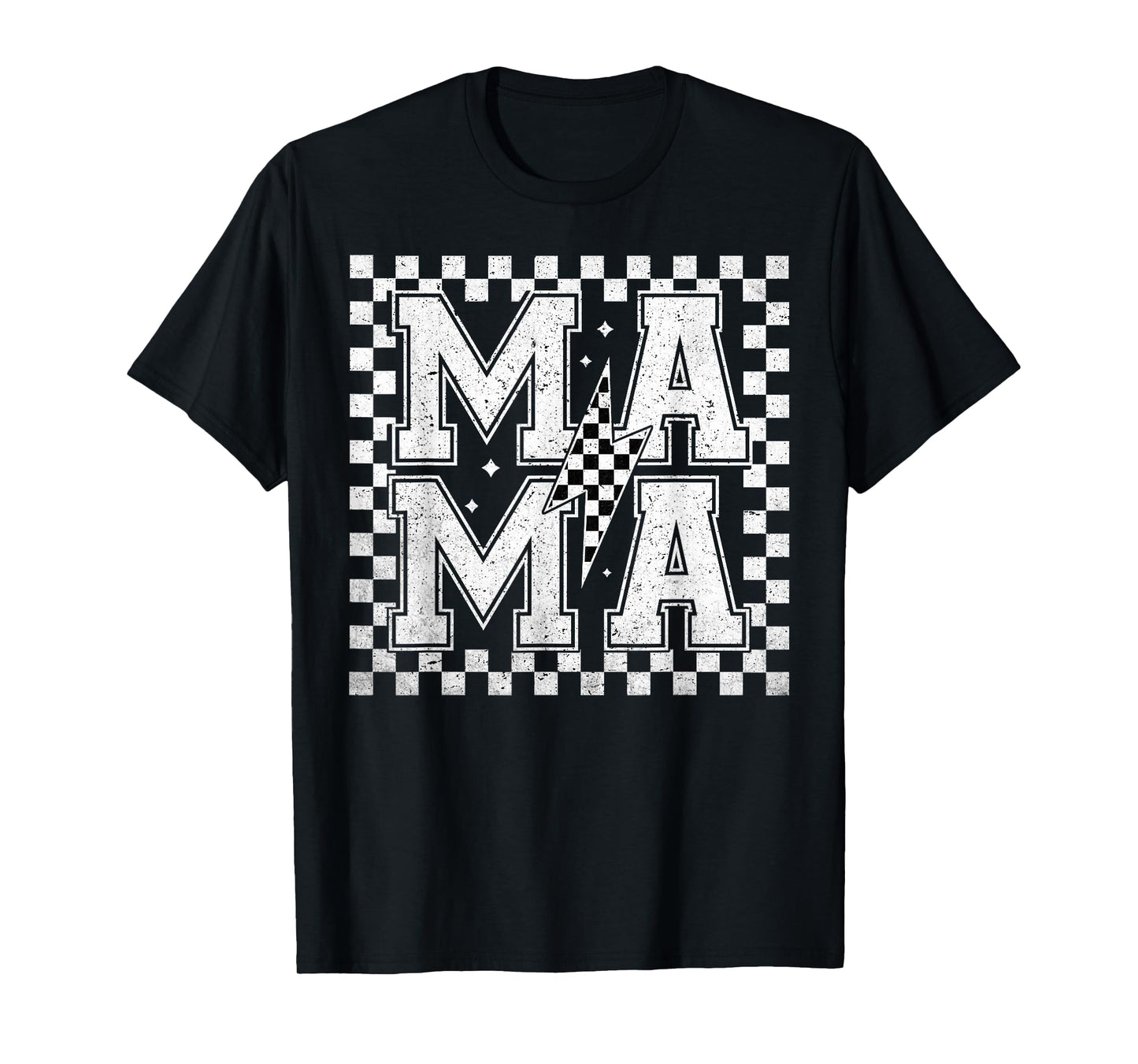 Retro Race Car Mom Racing Car Checkered Mama Mother Day T-Shirt