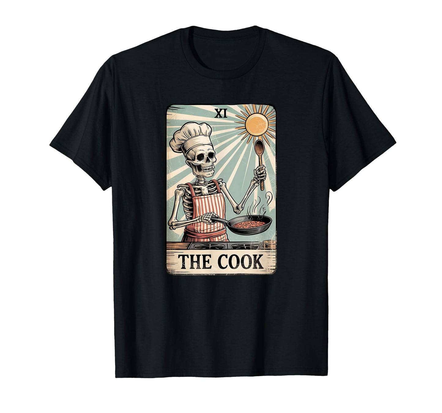 Skeleton Chef Tarot Card Cooking Humor Goth Art T-Shirt