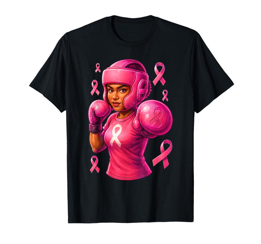 Women Black African American Fight Breast Cancer Pink Ribbon T-Shirt