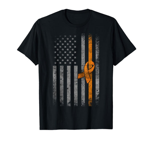 Vintage American Flag Leukemia Awareness T-Shirt
