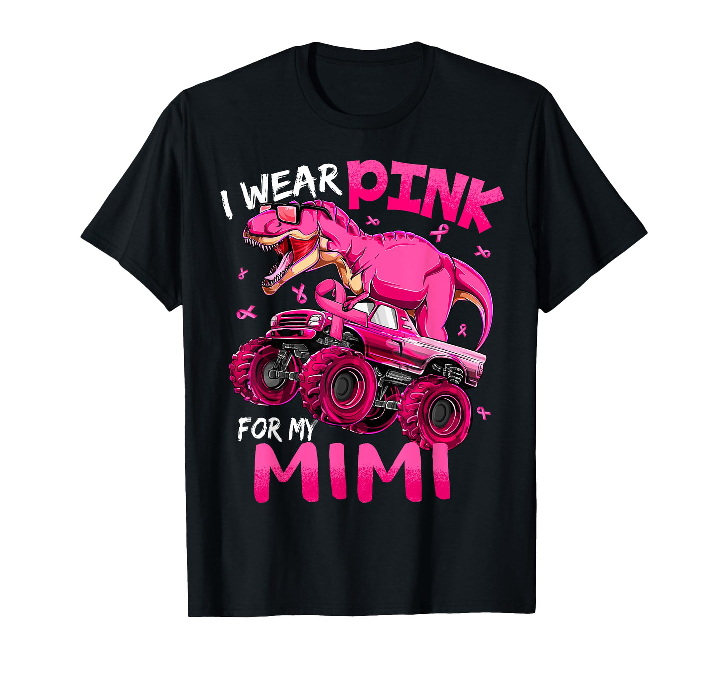 I Wear Pink For My Mimi Breast Cancer Awareness Dinosaur T-Shirt