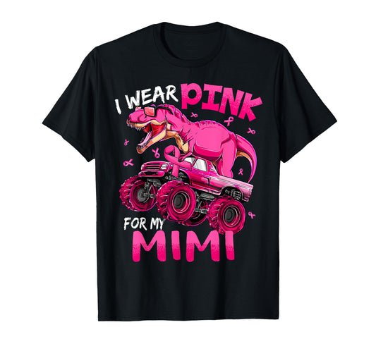 I Wear Pink For My Mimi Breast Cancer Awareness Dinosaur T-Shirt
