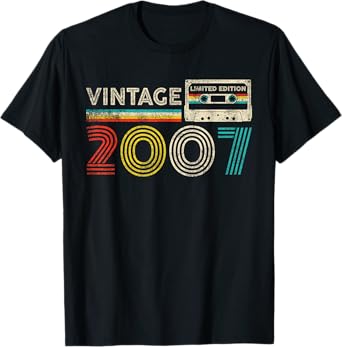 Vintage 2007 Classic Birthday 2007 Cassette Tape Vintage T-Shirt