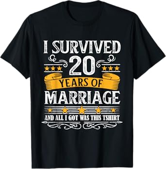 20th Wedding Anniversary shirt Couples Husband Wife 20 Years T-Shirt