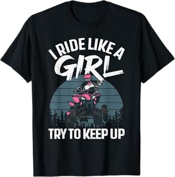 Funny ATV 4 Wheeler Design For Girls Kids Women Quad Riding T-Shirt