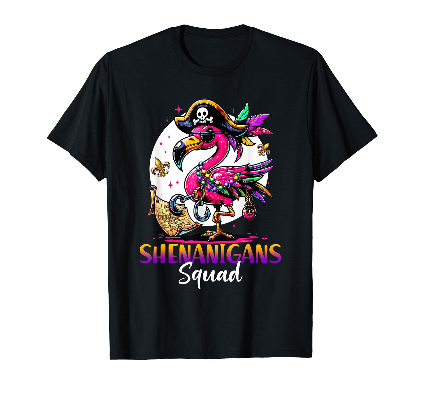 Shenanigans Squad Mardi Gras Flamingo Parade Carnaval Bling T-Shirt