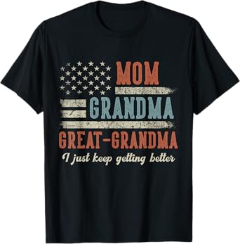 Mom Grandma Great Grandma Mother's Day Flag US American T-Shirt