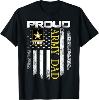 Vintage Proud Army Dad With American Flag Gift T-Shirt