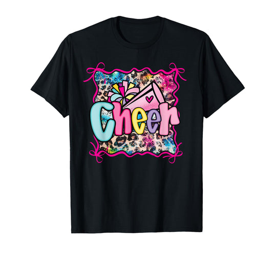 Rainbow Coquette Cheer Cheerleader Pom Megaphone Girl Bow T-Shirt