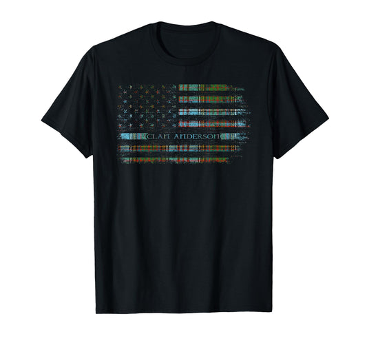 Clan Anderson Scottish tartan US flag kilt Scotland T-Shirt