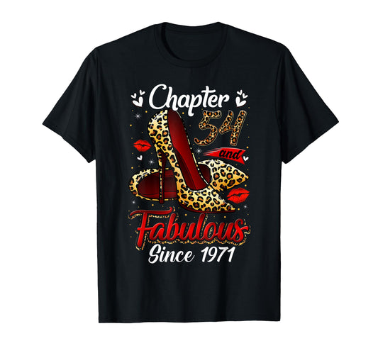 Chapter 54 Fabulous Since 1971 54th Leopard Birthday Queen T-Shirt