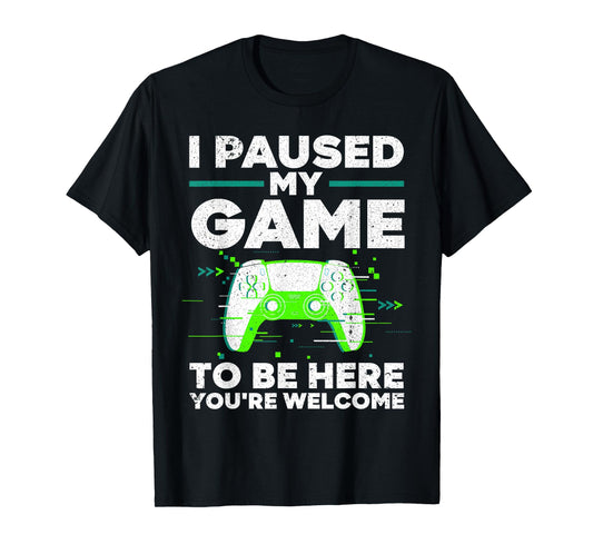 Cool Video Gamer For Men Boys Kids Game Paused Gaming Gamers T-Shirt
