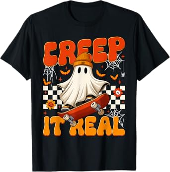 Vintage Retro Halloween Creep It Real Ghost Boy Fall Season T-Shirt