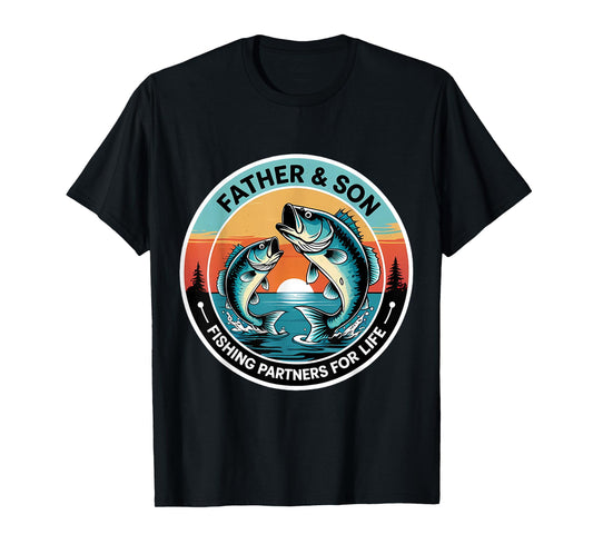 Father And Son Fishing Partners For Life Dad Fisher Angling T-Shirt