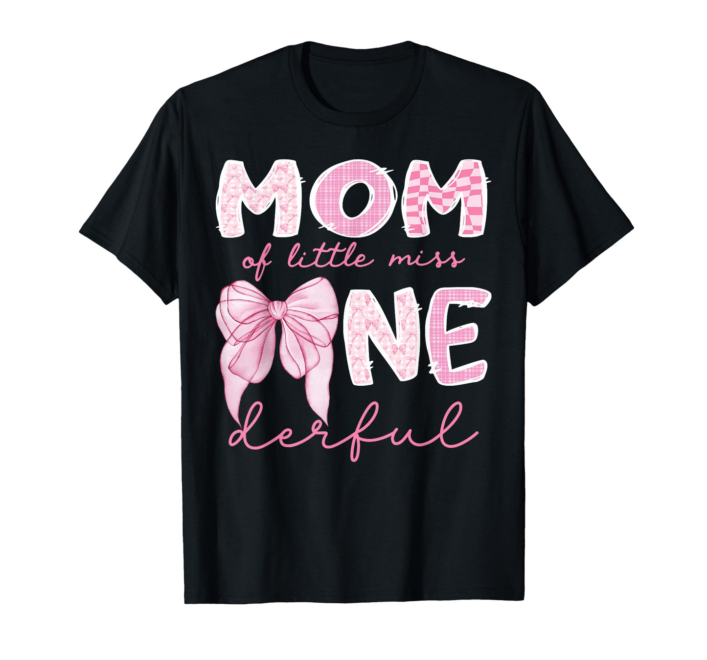 Mom of Little Miss Onederful First Birthday Girl Coquette T-Shirt
