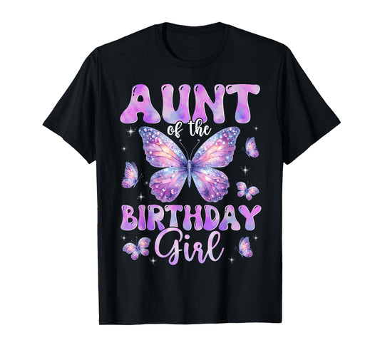 Aunt Of The Birthday Girl Butterfly Family Matching T-Shirt