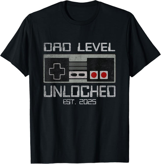 Dad Level Unlocked 2025 First Time Soon To Be Gamer Daddy T-Shirt