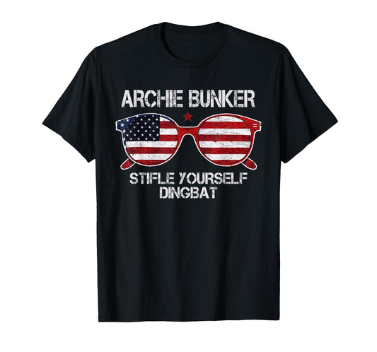 Archie Bunker 24 For President 2024 Glasses US Flag T-Shirt